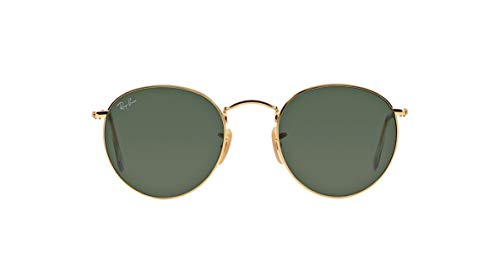 Authentic Ray-Ban RB 3447 001 50mm Round Metal Gold Frame Green Lenses