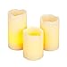 Lily's Home Everlasting Flameless Pillar LED Candle, Wax Melted Edge with Drip Effect, Set of 3