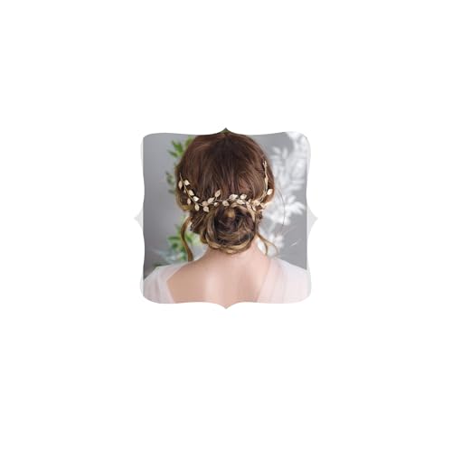 BERYUAN Women Simple Leaf Hair Vine Vintage Gold Leaf Hair Piece Wedding Hair Accessory Gift for Her Party Headpiece for Bride Bridesmaid Girls (30cm（11.81''）, gold)