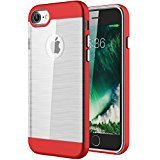 iPhone 7 Case, HeeBin Brushed 2 in 1 Anti-Scratch Anti - fingerprint Shockproof Electroplate Frame, Clear Soft Flexible TPU Excellent Grip Case for iPhone 7, Red