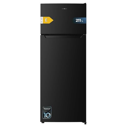 Cecotec 2 Door Combined Refrigerator Bolero CoolMarket 211 Black E. Capacity 211L, automatic defrost, class E, fast freezing, reversible door, LED light.