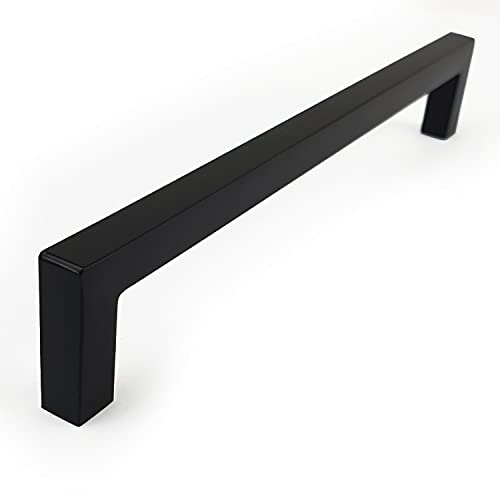 French Furniture Fittings Matt Black Kitchen Cabinet Handles - Set of 6, pulls for Cupboard Doors and Drawers - All Screws Included