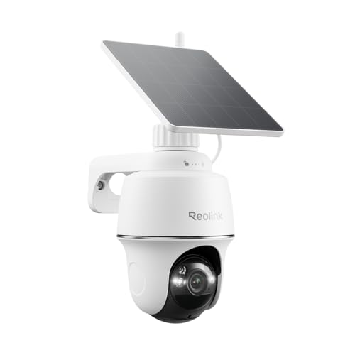 REOLINK Solar Security Camera Outdoor Wireless, 5MP Auto Tracking with 360° view Battery Cam, Color Nigth Vision, 2.4/5 GHz Wi-Fi,2-Way Talk,Works with Alexa for Home Surveillance,Argus PT+Solar Panel