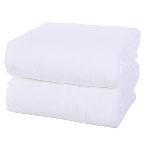 MOONQUEEN 2 Pack Premium Bath Towel Set - Quick Drying - Microfiber Coral Velvet Highly Absorbent Towels - Multipurpose Use as Bath Fitness, Bathroom, Shower, Sports, Yoga Towel (White)