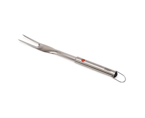 Joseph Joseph GrillOut BBQ Fork, Retractable for Compact Storage, Sharp Stainless-Steel Prongs, Easy to Clean, Hanging Loop
