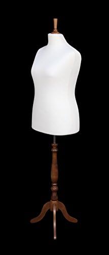 The Shopfitting Shop DELUXE Size 18 Female Dressmaking Dummy Tailors Bust Mannequin CREAM Jersey INDIAN ROSE WOODEN Tripod Stand