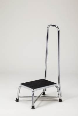 MediChoice Step Stool w/ Handrail, 600 Lb Capacity, Steel, Bariatric, 14.25 x 9 x 11.25in, Chrome Finish- 1478BAR300H (1 Each)