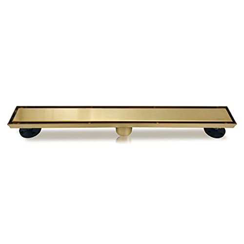 Neodrain Brushed Brass 24Inch Linear Shower Drain With 2in1 Flat