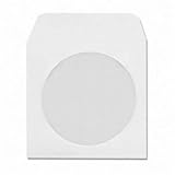 1000 Pack Maxtek White Paper CD DVD Sleeves Envelope Holder with Window Cut Out and Flap, 90g Standard Weight.