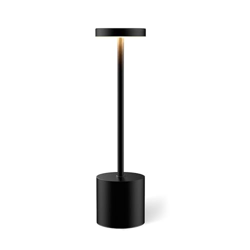 Luminária de Mesa LED Recarregável Na Cor Preto com Três Modos de Luz Dimerizáveis, Ideal para Salas de Jantar, Varandas, Áreas Externas, Quartos E Outros Ambientes