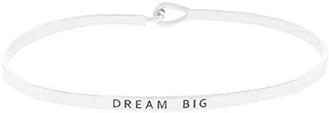 Women's Silver Tone Dream Big Bangle Bracelet, Size : 0.1" H, 2.5" D.