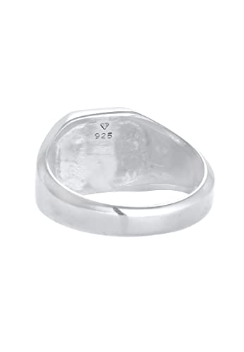 Kuzzoi Men's Signet Ring Octagon with Black Enamel in Solid 925 Sterling Silver, 10 mm Wide, Classic Silver Ring for Men, Polished in Size 60-66, 0610882720