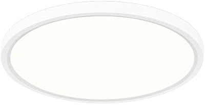 Lâmpada de teto LED regulável de 24W com comando à distância – Candeeiro de teto com luz noturna 2000K, temporizador, design redondo ultrafino para quarto, sala, cozinha, quarto infantil Ø30cm