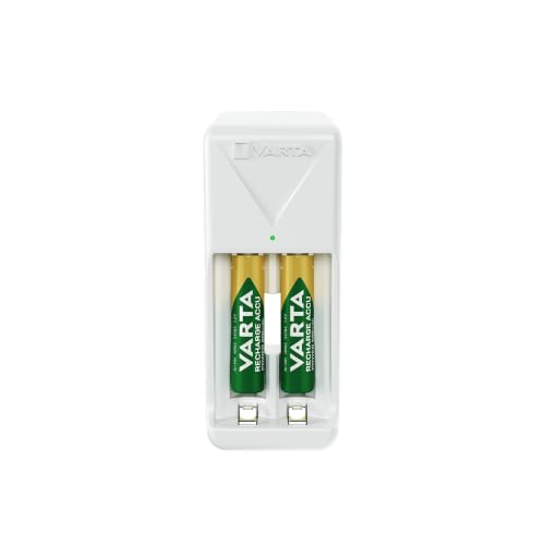 VARTA Cargador para 2 AA/AAA, Mini Plug Charger, Enchufe UE