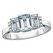 10kt. White Gold, Aquamarine Fashion Ring with Diamond Accents
