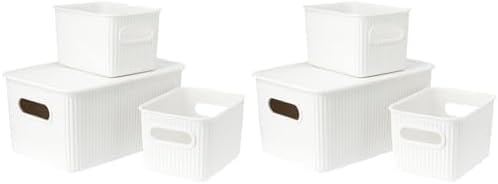 TATAY 7010901 Multipurpose Organizer Basket Set with Lid, 3X White, Medium (Pack of 2) — image 1