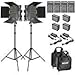 Neewer 2-Pack Dimmable Bi-Color 660 LED Video Light with Barndoor and 6.5 Feet Light Stand, 4-Pack Rechargeable 6600mAh Li-Ion Battery and Charger Lighting Kit for Photo Studio YouTube Video Shooting primary