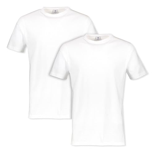 LERROS Mens Double Pack Crew Neck T-Shirt, White, L