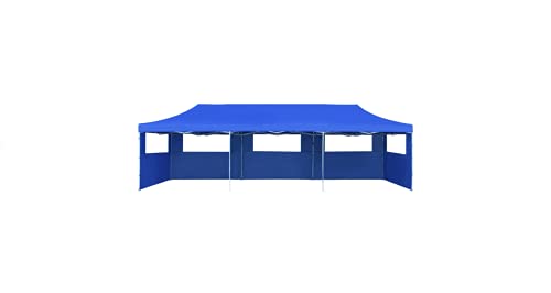 Faltzelt Partyzelt Pop-Up mit 5 Seitenwänden Gartenbauten Pavillons und Partyzelte stabil 3 x 9 m Blau – Bild 7