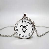 Mortal Musical Instrument City Bone Necklace Retro Angel Power Rune Shadowhunters Pendant Necklace Men and Women Glass Necklace