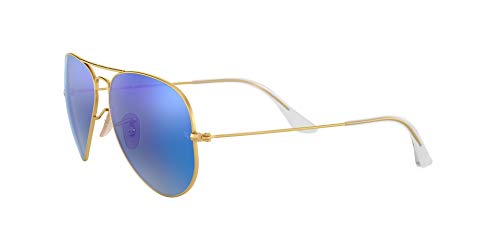 Ray Ban Rb3025 Classic Aviator Sunglasses Matte Gold Green Blue Mirror 58 Mm Pricepulse