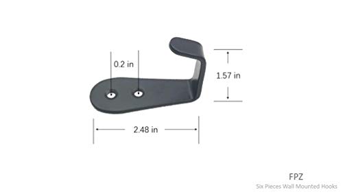 Fpz 6pcs Wall Mounted Hook,Heavy Duty Wall Hooks,Coat Hooks Wall Mounted Robe Hook Single Coat HangerWall Mounted for Cloakroom, Clothes,Bath Kitchen Garage Single Coat Hanger (Black) (6pcs, Black)
