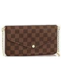 Womens Monogram Canvas Flap Purse Small Chain Cross Body Bag (Damier)