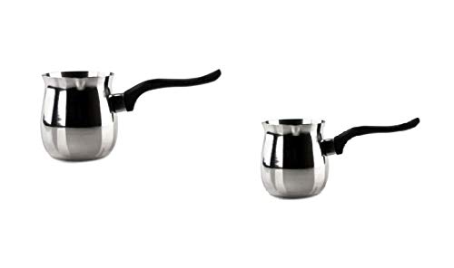 2 Piece Classic Turkish Coffee Wamer & Server Set Make and Serve Delicious Traditional Turkish Coffee Milk Warmer 12 Ounce and 24 Ounce Set
