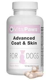 Advanced Coat & Skin Remedy for Dogs | Supplement Formulated for Dry, Itchy Skin or Dull Coats | Rich in Flaxseed Oil & Biotin | 120 Sprinkle Capsules for Fussy Pets | UK Manufactured