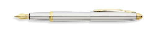 Franklin Covey Lexington, Fountain Pen, with Medium Nib, Polished Chrome with Gold Appointments, by Cross (FC0016IM-3MS)