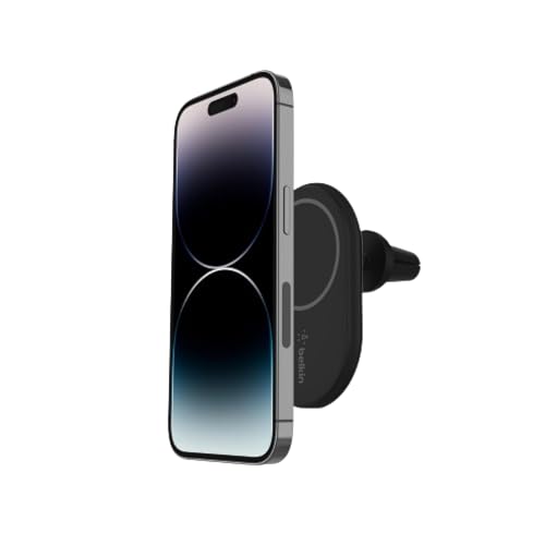 Belkin MagSafe-Compatible Magnetic Wireless Car Charger 10W - BoostCharge Pro Wireless Charger, Magnetic Car Vent Phone Mount for iPhone 16, iPhone 15, 14, & 13 Series - Black