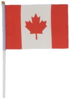 Set of 12 Polyester 8" x 12" Flags Canada Canadian Flags Hand Waving Canada Canadian Flags With Plastic Poles Flag 20 x 30cm