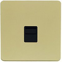 SCHNEIDER ELECTRIC *ULTIMATE SCREWLESS ULTRA SLIM PROFILE POLISHED BRASS WITH BLACK INTERIOR TELEPHONE SINGLE BT SECONDARY