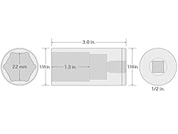 TEKTON 1/2 Inch Drive x 22 mm Deep 6-Point Socket