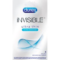 Durex Invisible Premium Lubricated Latex Condoms with Silver Pocket/Travel Case-8 Count