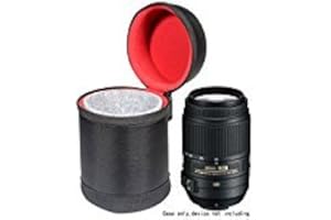 WGear Semi-Hard Lens Case for DSLR Camera Lens (Canon, Nikon, Sony, Pentax, Olympus, Panasonic,etc listed models below), Strong light weight case with Carabiner, cleaning wipe (Black Medium Large)