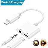 Pilloit Compatible Heahphone Lighting Jack Adapter Charger Cables Replacement iPhone iPhone 7/7Plus iPhone 8/8Plus iPhone X/10 Earphone Adaptor Audio Dongle Music 3.5mm Audio AUX Accessories-White