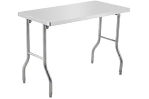 Attracoast 48" Commercial Worktable Workstation, Stainless Steel Folding Table with Metal Adjusting Foot for Kitchen,48 * 24 * 33.5inch