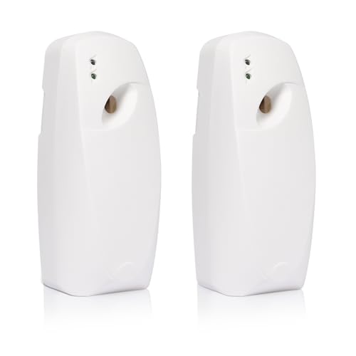 2 Pieces Automatic Air Freshener Spray Dispenser, Timed Sprayer, Wall Mounted Spray Dispenser or Stand Directly, Three Time Modes Spray Air Freshener for Living Room, Bathroom, Staircase (White)