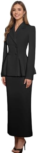Amazon.com: Women Two-Piece Skirt Suit Set | Church Skirt with