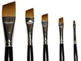 Loew Cornell Golden Taklon 5 Piece Angular Shader Brush Set, 7400 Series