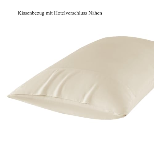 bienDo Duvet Cover Set 200 x 220 cm, Bamboo (400 Thread Count) for 140 cm Bed, Vegan Silk, Ultra Soft and Cooling, Breathable-Beige