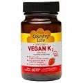 Country Life Certified Vegan K2 500mcg, Gluten-Free Smooth Melts, Strawberry, 60 ea Pack of 2