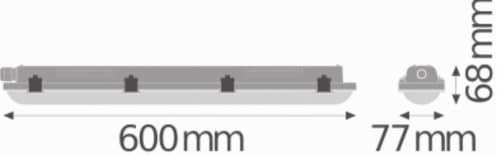 Feuchtraumleuchte LED: für Decke/Wand, DAMP PROOF VALUE, 18 W, 220…240 V, Ausstrahlungswinkel: 115, Cool White, 4000 K, Gehäusematerial: Polycarbonat (PC), IP65, 1-er-Pack, grau, one size