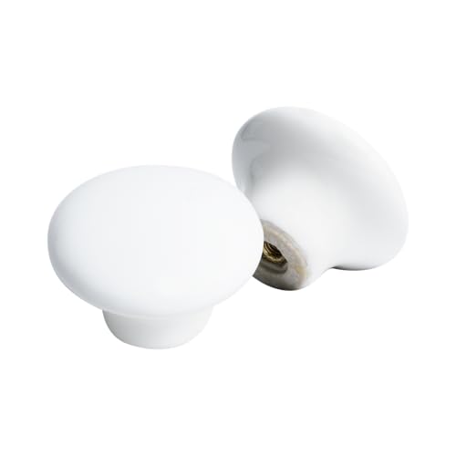 6 X Puxador Gaveta Porcelana Cerâmica Armário Móveis 38mm (Branco - MPPON106)