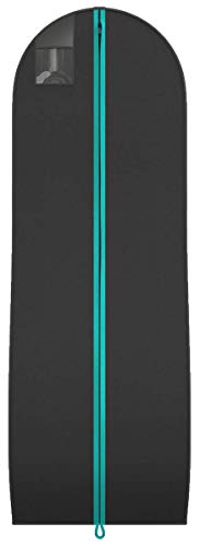 Long Prom Dress Bag - Pretty Travel Gown Garment Bag - 72"x24" - 10" Gusset (Tiffany & Black Dress Print) - Thumbnail 4