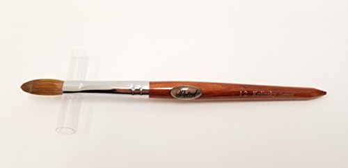 Petal Red Wood Handle Nail Brush For Acrylic Nail Manicure & Pedicure Powder (CRIMPED) - (Size #12)
