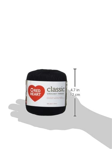 Red Heart Crochet Thread Black 1 Pack of Crochet - Cotton - Size 10-300 Yards - Knitting/Crochet