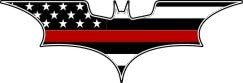 Subdued US Flag Batman Dark Knight Reflective Decal with Thin Red Line (6"x2")