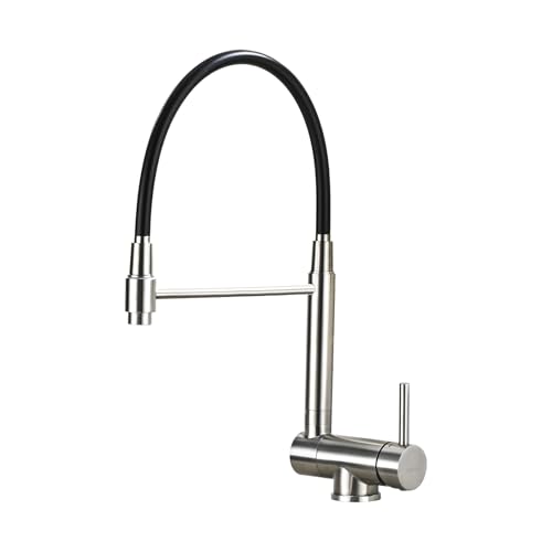 BuntHaus Folding Kitchen Tap, Kitchen Mixer Tap Under Window Folding, Kitchen Sink Mixer Tap 360° Rotatable 304 Stainless Steel (Brushed Silver)